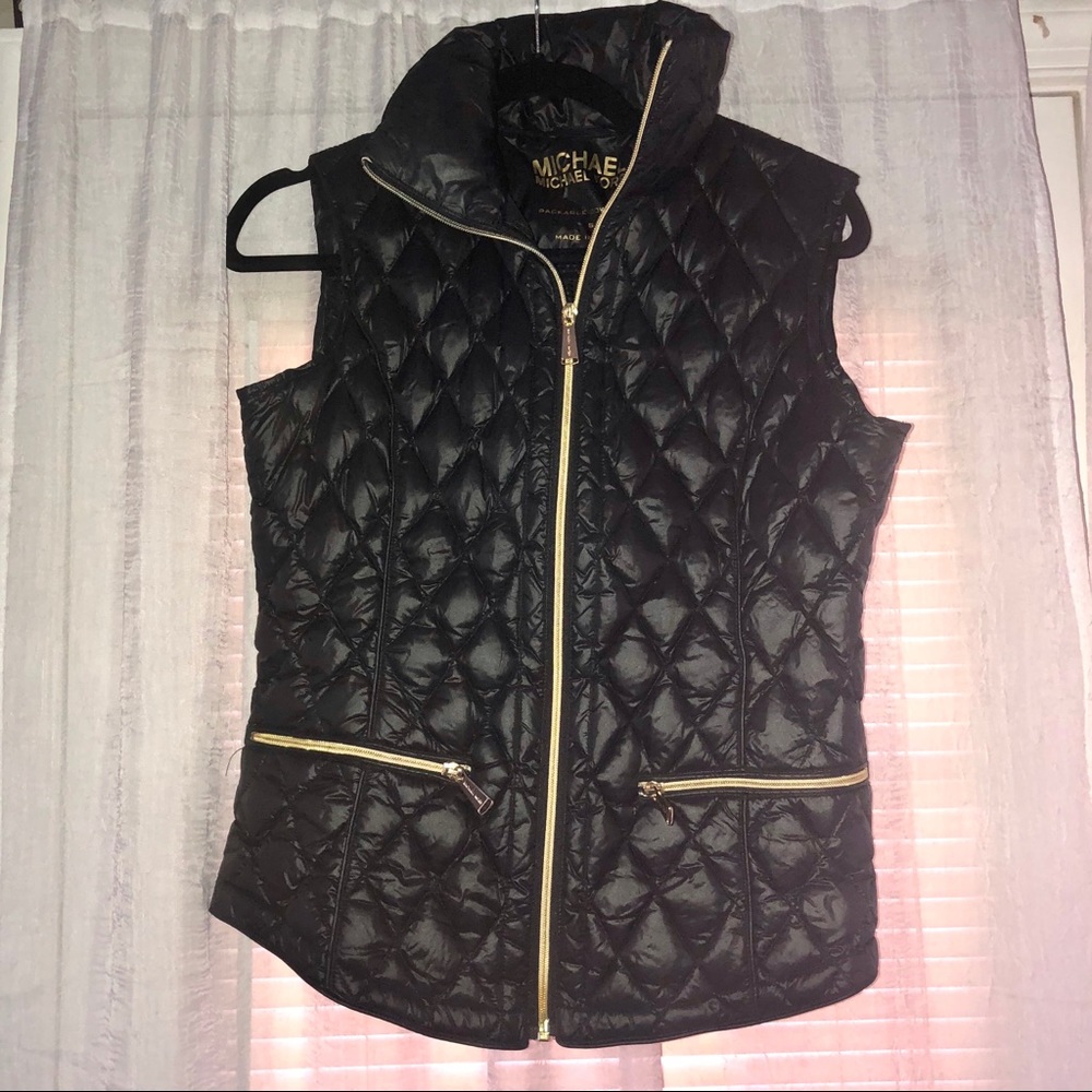 Michael Kors Black and Gold Down vest size small
